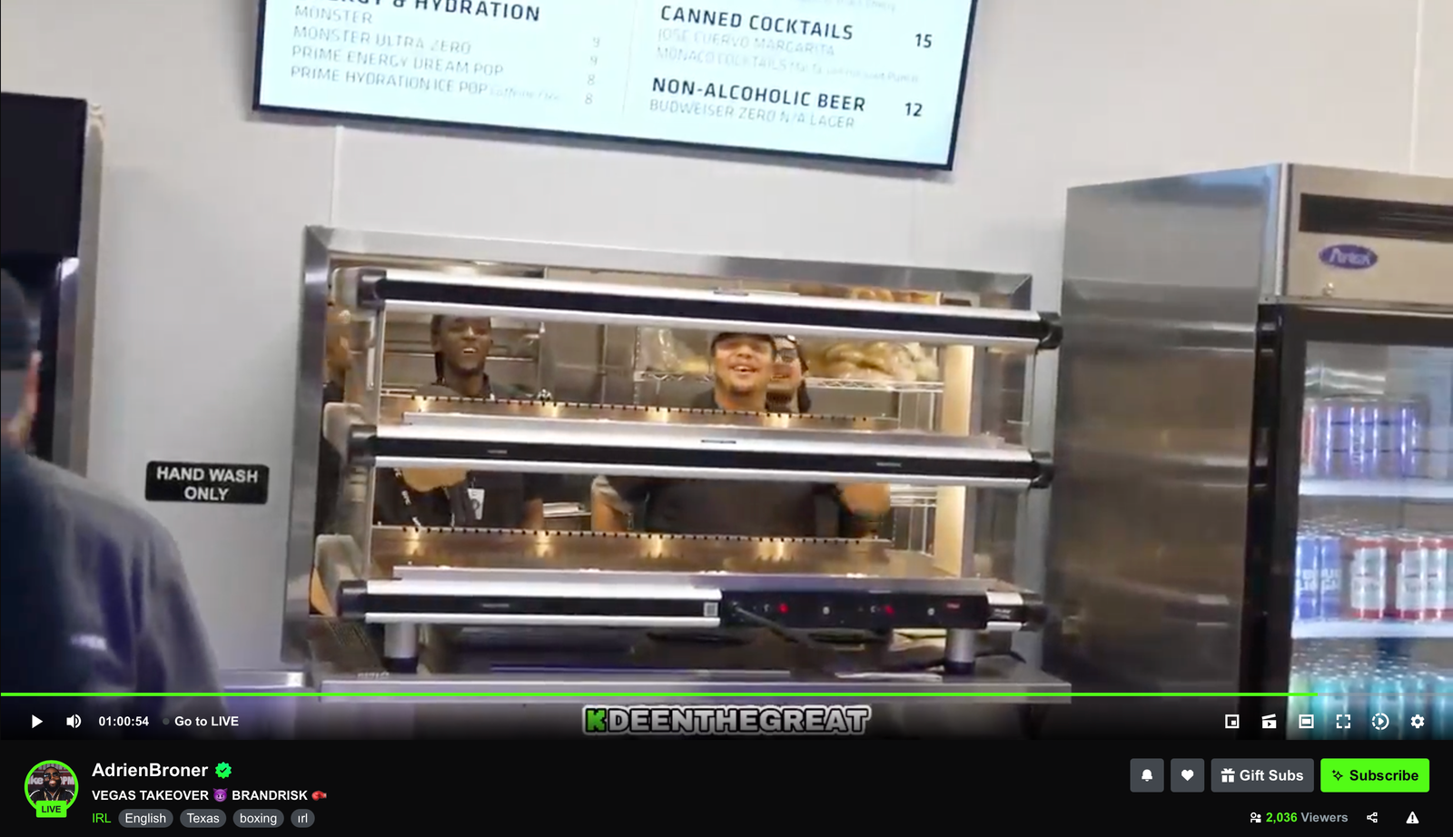 Adrien Broner and Deen The Great at concession stand with fans